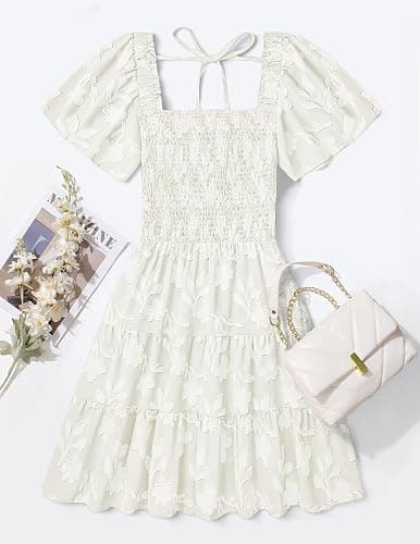 ZESICA Women's Summer Boho Mini Dresses 2026 Cute Floral Flowy Swing A line Beach Vacation Graduation Short Sundress thumbnail 8