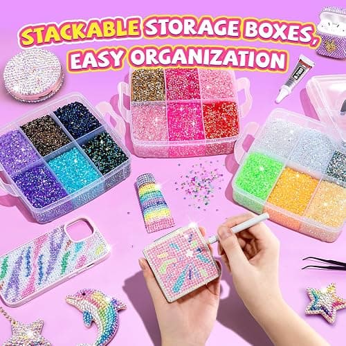 150000Pcs Rhinestones for Bedazzling, 18 Colors Resin Jelly Rhinestones Set | 3mm Multicolor Bedazzling Kit, Flatback Gems for Crafting, Diamond Art Kit with B7000 Jewelry Glue & Tools for Nail and DIY thumbnail 2