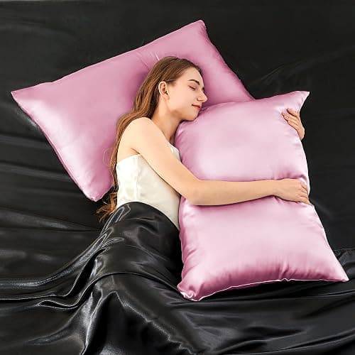 INFIIXSO Mulberry Silk Pillowcase for Hair and Skin, Silk Pillow Cases Standard Size with Hidden Zipper 20x26 Inches, Extraordinary Smooth and Soft Cooling Pillow Cases for Hot Sleepers(Pink, 1 Pack) thumbnail 8