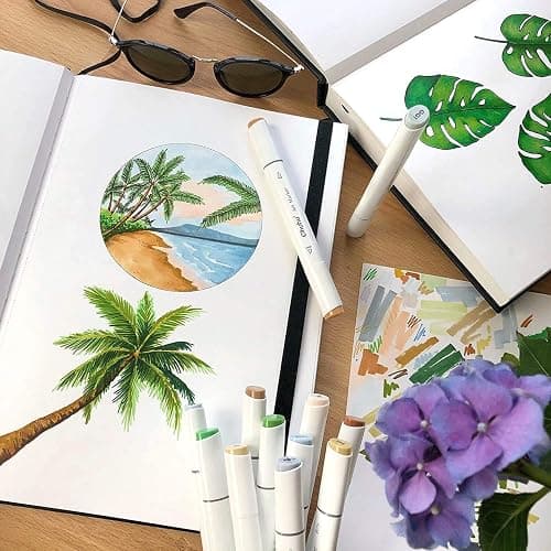 Ohuhu A4 Alkoholmarker Skizzenbuch - 200 g/m² säurefreies Papier, 156 Seiten (78 Blätter), 21x29,7 cm Hardcover mit Premium PU-Einband, Sketchbook für Aquarell, Marker & Illustration thumbnail 8