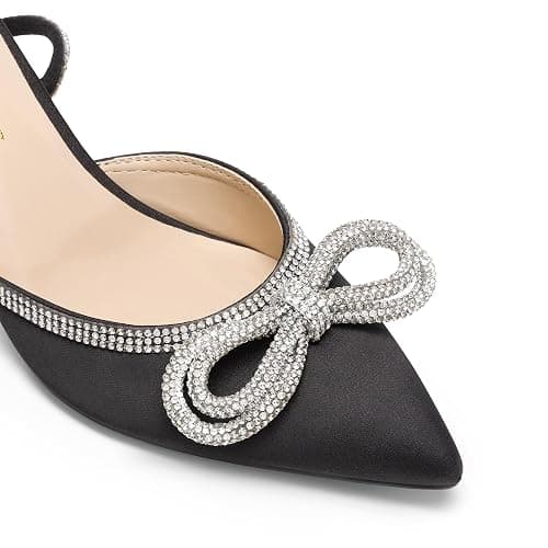 DREAM PAIRS Kitten Heels Rhinestone Bow Ankle Strap Stiletto Pointed Closed Toe Heels for Women Pumps Wedding Bridal Party Dress Shoes thumbnail 4