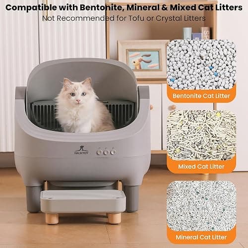 Upgraded Automatic Litter Box Self Cleaning, with Raised Step, Open Top Large Capacity for Multiple Cats, Odor Control & Safety Protection & Smart App Control & Health Monitoring & Quiet Operation thumbnail 9