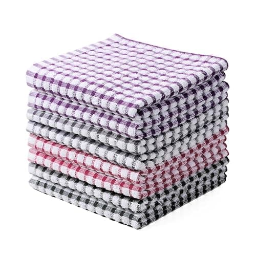 Oeleky Kitchen Dish Rags for Washing Dishes, 100% Cotton Dish Cloths | Good absorption, for cleaning drying wiping, dish cloths ,quick dry, 100% cotton,12x12 inches, pack 8, small dish towels - Image 1