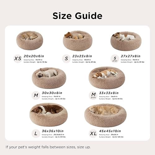Bedsure Calming Small Dog Bed Donut Washable Cat＆Puppy Bed,23 inches Coffee | Fluffy Faux Fur Round Cuddler,Machine Washable,Anti-Slip Bottom,Anti-Anxiety,Deep Sleeping for Large Cat & Pets Up to 25 Lbs thumbnail 5
