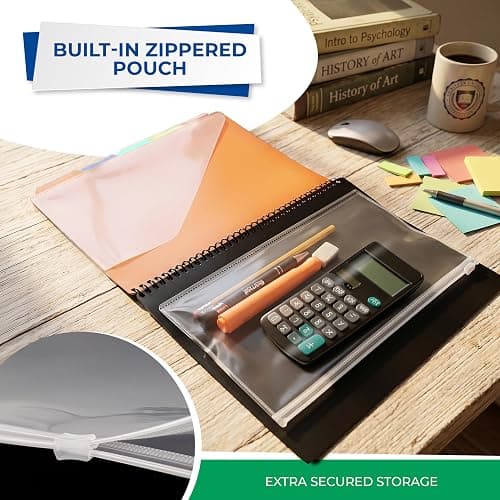 Samsill Spiral Folder Organizer - 5 Dividers & 10 Pockets with Zipper Pouch, Multi Pocket Color Cordinated Folder Binder with Customizable Tabs, Document Organizer (Fashion) thumbnail 6