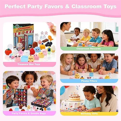 FUFUSQUISHY 30Pcs taba Squishy Toys Party Favors for Kids 4-8 8-12 Silicone Stress Relief Fidget Toys Treasure Box Classroom Birthday Xmax Gifts fufu Squishy thumbnail 5
