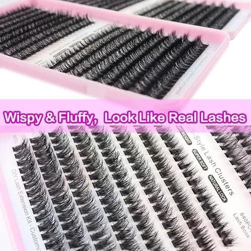 DAODER Lash Clusters Natural, 640pcs Short Wispy Eyelash Clusters 9-13MM, 4 Styles Cluster Eyelash Extensions Book D Curl Soft Lightweight DIY At Home thumbnail 6