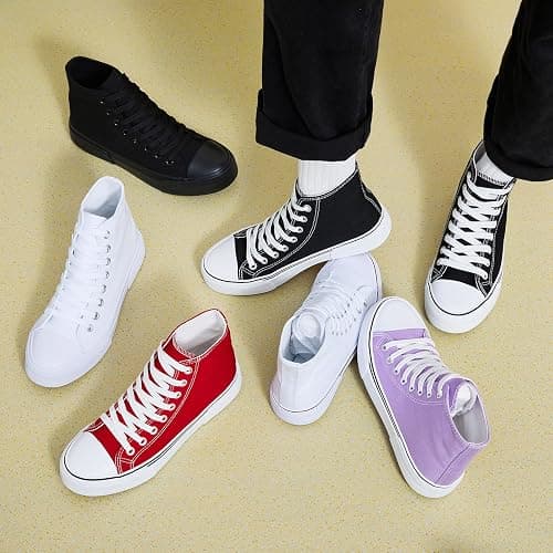 hash bubbie High Top Sneakers for Women Classic High Tops Canvas Shoes Lace up Women's Fashion Sneaker thumbnail 8