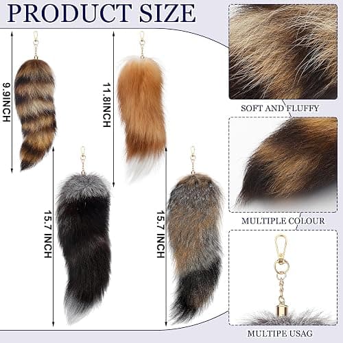 Ferreve Huge and Fluffy Real Fox Tail Keyring Faux Fur Tail Keychain Handbag Accessory Hook Pendant Gift for Women 2 Sizes - 4 - As Shown on the Picture thumbnail 2
