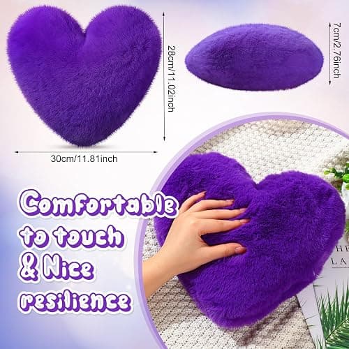 Marsui 2 Pcs Heart Pillows, Royal Purple, 11.81 x 11.02 Inch thumbnail 2