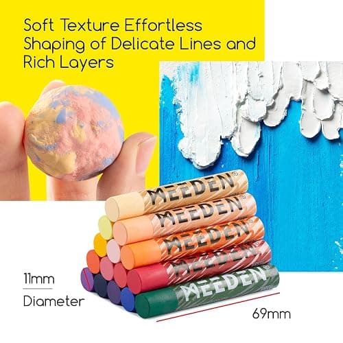MEEDEN Weiches Ölkreiden-Set: 144 lebendige Farben, Kunst-Ölpastellkreiden zum Verblenden, Schichten, Schattieren, Zeichnen, glatte Ölpastellkreiden für Künstler, Anfänger, Erwachsene, Lehrer thumbnail 4