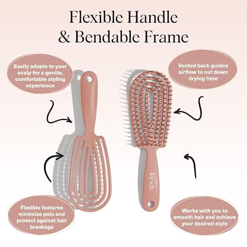 Kitsch Flexi Flow Detangler Brush, Hair Brushes For Women - Terracotta | Brush Detangler for Women, Men & Kids, Curly Hair Brush w/ Bendable Frame, Bounce Curl Defining Brush for Wet or Dry Strands thumbnail 4