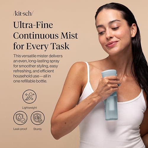Kitsch Large Continuous Spray Bottle for Hair – Haze Blue, 180ml | Fine Mister Spray Bottle & Water Spray Bottle – Recycled Hair Spray Bottle – Spray Bottles for Cleaning, Styling, & More thumbnail 3