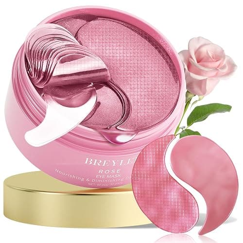 BREYLEE Rose Eye Mask– 60 Pcs, Under Eye Patches, Patches For Puffy Eyes,Hydrates, Improves And Firms The Eye Area, Suitable For Both Women And Men. - Image 1