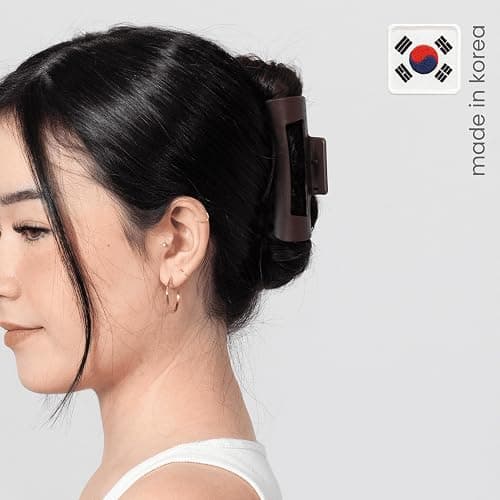 The Original Mello Hair Claw Clip Squishy Claw Clip Made in Korea Patent Pending 30021976 (Dark Brown, Medium) thumbnail 3