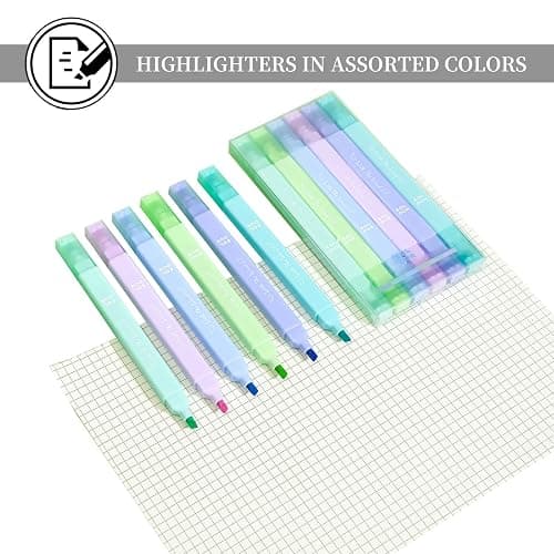 konket 6Pcs Aesthetic Cute Highlighters with Soft Chisel Tip, Double Ended Highlighter, Quick Dry Assorted Colors Highlighters Markers for School Supplies and Office Journaling - Popular thumbnail 4