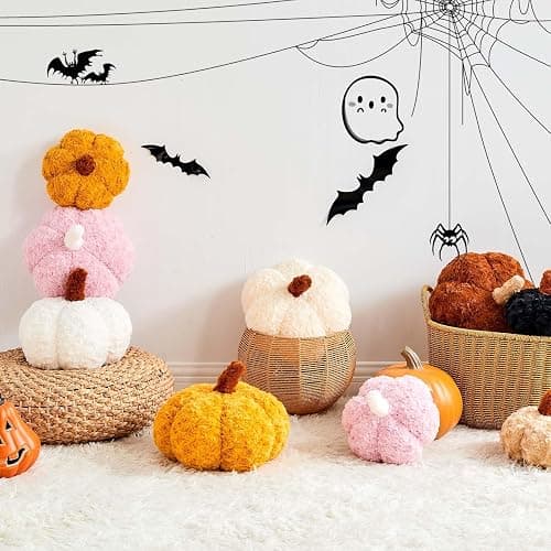 Lfsaaj Pumpkin Pillow Fall Pumpkin Throw Pillow Halloween Decorative Pillow | 8"x4" Dusty Pink Pumpkin Shaped Pillows Small Cute Autumn Plush Throw Pillows for Halloween Thanksgiving Fall Room Decor thumbnail 5