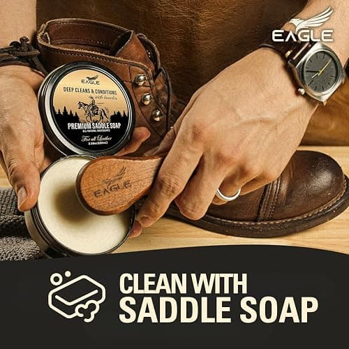 Leather Boot Care Kit – Mink Oil, Saddle Soap for Leather, Applicators & Cloth – Leather Care Kit, Boot Leather Care Kit, Leather Shoe Care Kit for Cowboy Boots, Work Boots, Shoes, and Tack thumbnail 7