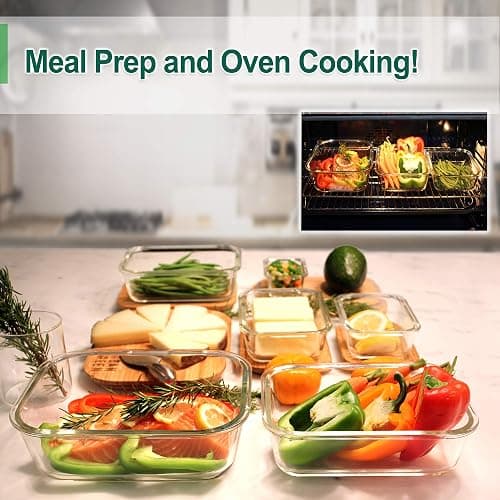 Urban Green Glass Containers with Bamboo Lids, Meal Prep Glass Food storage Container Set, 5 Pack, Pantry & Kitchen Organizer, Microwave, Oven, Freezer Safe thumbnail 6
