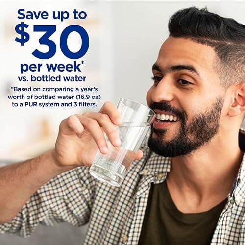 PUR Plus Vertical Faucet Mount Water Filtration System, Lead-Reducing Water Filter For Sink Faucet, Easy Install, 100 Gallons, Compatible with Sinks with External Aerators, Grey thumbnail 3