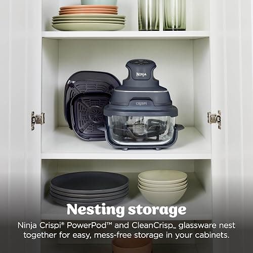 Ninja Crispi 4-in-1 Portable Glass Air Fryer Cooking System, 1500W, 4QT & 6-Cup TempWare Glass Containers with Storage Lids, Microwave, Freezer & Dishwasher Safe, Cyberspace Gray, FN101GY thumbnail 16