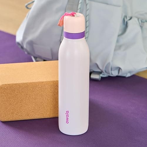 Owala FreeSip Twist Insulated Stainless Steel Water Bottle with Straw for Sports and Travel, BPA-Free, 18-oz, Pink/Purple (Dreamy Field) thumbnail 2