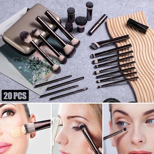 BS-MALL Professional Makeup Brush Set With Portable Case - Eyeshadow Brush, Concealer Brush, Blush Brush & Foundation Brush For Travel 20 Pcs, Labeled Daily Use & Versatile Occasions thumbnail 3