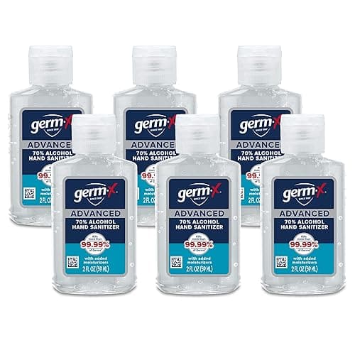 Germ-X Advanced Hand Sanitizer, Back to School Supplies College, Non-Drying Moisturizing Clear Gel, Instant and No Rinse Formula, Mini Travel Size for On-The-Go, 2 Fl Oz (Pack of 6) - Advanced - Gel - 2 Fl Oz (Pack of 6)