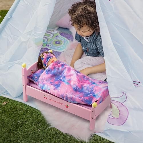 K.T. Fancy 8 PCS 18 Inch Girl Doll Clothes and Accessories Sleeping Sheet,Pajamas,Eye Mask,Unicorn Slippers,Pillow(Doll and Bed are Not Included) thumbnail 9