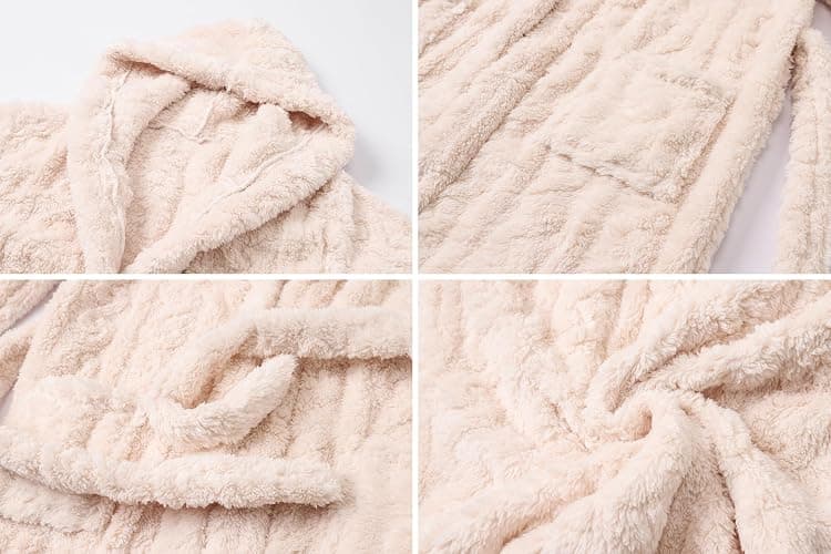 Umeyda Girls & Womens Twist Fleece Robes, Hooded Soft Warm Bath Robe for Kids Womens Fuzzy Bathrobe for Gifts thumbnail 7
