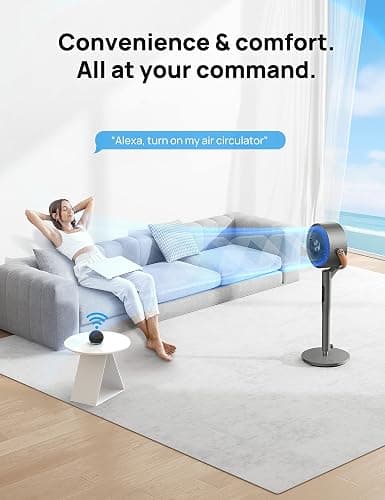 Dreo Fan For Bedroom, Standing Fan for Home, 120°+105° Smart Oscillating Pedestal Fans with Wi-Fi/Voice Control, 100ft Quiet Circulator Fan, DC Motor, 6 Modes, 8 Speeds, 37-43'' Adjustable Height - Grey thumbnail 6