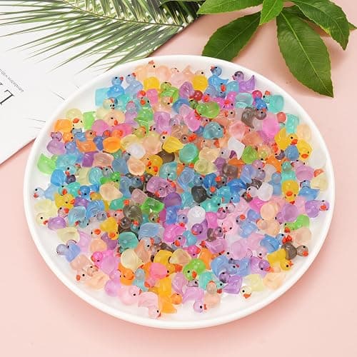 CRTWDMAN 240Pcs Luminous Mini Resin Ducks,Tiny Duck Glow in The Dark,Little Ducks,Small Ducks to Hide,Miniature Figures for Party Favor thumbnail 2