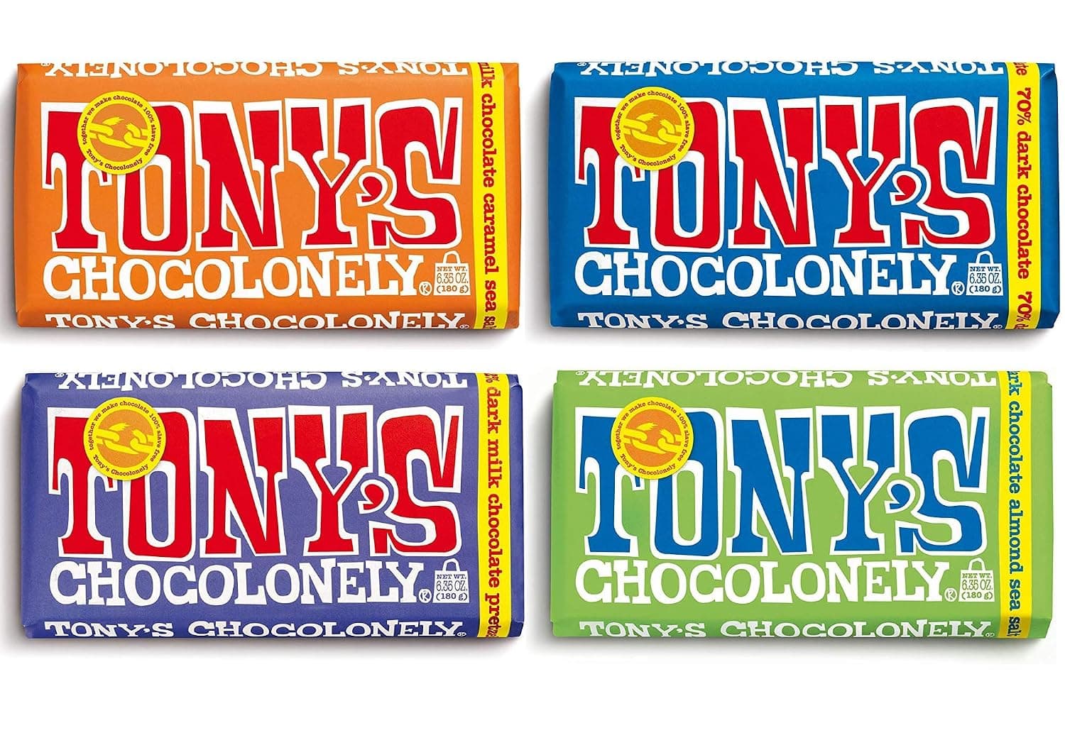 Tony's Chocolonely Variety Bundle - Sabores variados, 6.35oz 4 Pack - Image 1