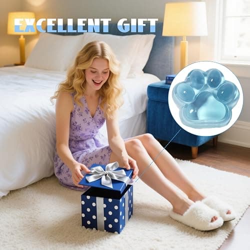 Chicooan Large Cat Paw Taba Squishy Big Squeeze Toys 5-inch Blue Cute Fufu Squishy Sensory Stress Relief Fidget Toys for Party Favors Sensory Anxiety Toys for Adults (Transparent Blue) thumbnail 5