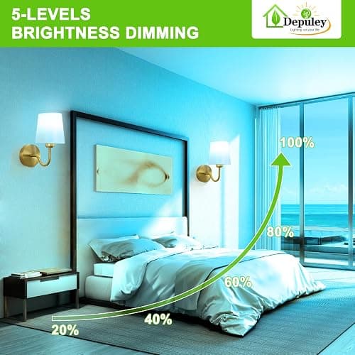 Depuley Battery Operated Wall Sconce: Set of 2 Wireless Wall Lights with Remote Control - Rechargeable 10000mAh RGB Wall Lamp with 15 Colors, Gold Finish for Bedroom Living Room Hallway Home Decor thumbnail 4