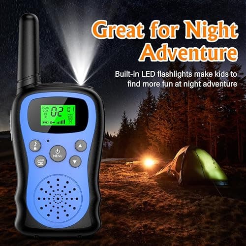 Walkie Talkie Kinder 2er Set, Pakinui Walky Talky mit 1000mAh Aufladbar Akku, Große Reichweite 3km Walki Talki Funkgeräte Set mit VOX Taschenlampe für Freien, Camping, Wandern thumbnail 6