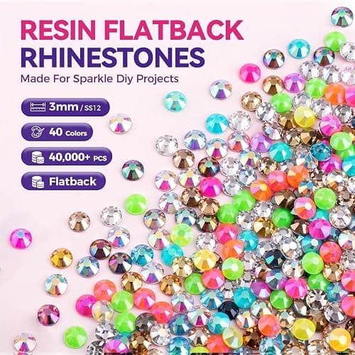 Rhinestone Bedazzling Kit, 40000 3mm Gems 40 Colors, B7000 Glue & Tools | Complete craft kit with gems and jewels for nail art, clothing, shoes, bags & decor thumbnail 4