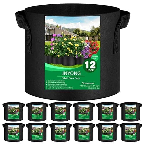 JNYONG 12-Pack 15 Gallon Thickened Non-Woven Grow Bags, Aeration Fabric Pots with Handles（Black） - Image 1