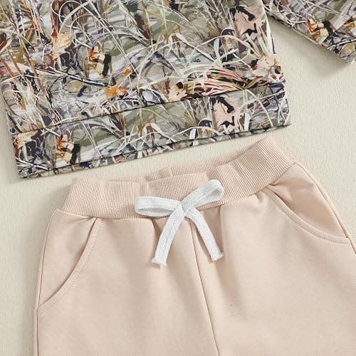 VISGOGO Toddler Baby Boy Hunting Outfit Duck Half Zip Long Sleeve Sweatshirt Pants Set 2 Fall Camouflage Clothes thumbnail 6