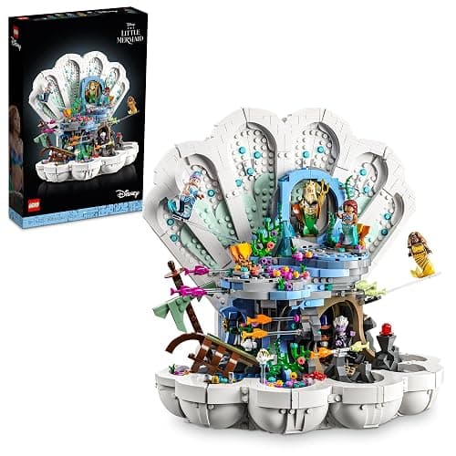 LEGO Disney Princess The Little Mermaid Royal Clamshell 43225 Collectible Adult Building Set, Gift for Princess Movie Fans Ages 18 and Up, Featuring Ariel, Ursula, King Triton, Sebastian and Flounder - Image 1