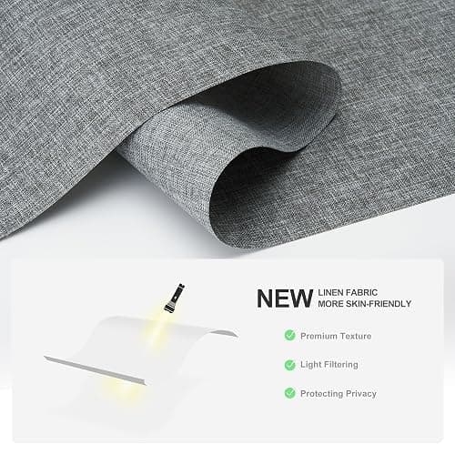 Boolegon Light Filtering Roller Shades for Windows,Cordless,Linen Fabric,Roller Blinds,Thermal Insulated Fabric UV Protection,for Home,Door,Bedroom,Office,Light Filtering-Grey,Custom Size thumbnail 3