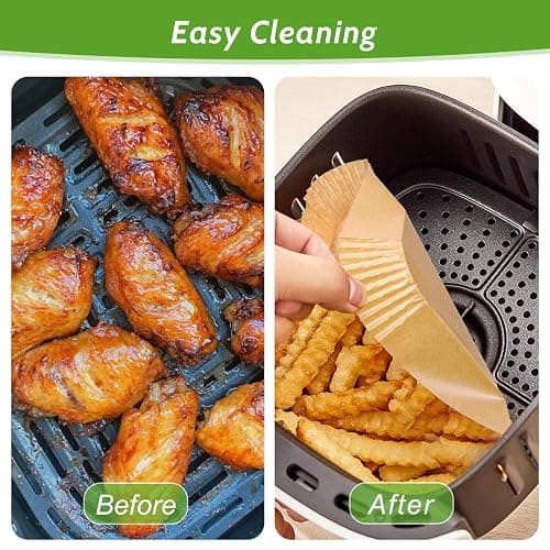 360 Pcs 8” Square Unbleached Heavy Duty Air Fryer Paper Liners Disposable, Non-Stick & Non-Leak Parchment Paper Liners for Airfryer Basket, Deep Fryer Parts & Accessories thumbnail 5