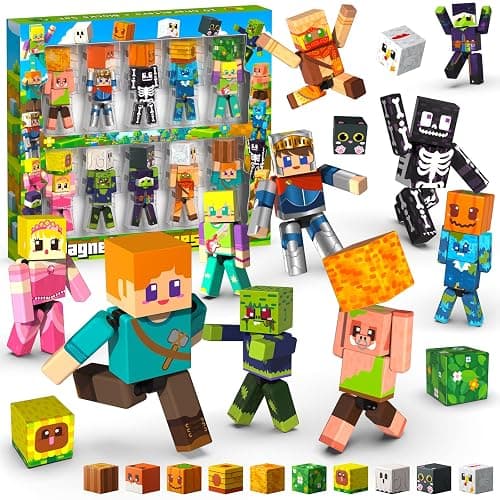 20PCS Rotatable Magnetic Action Figures with Magnetic Building Blocks Set - Creative STEM Magnet Figures Playset Character Toys for Kids, Birthday Gift for Toddlers Boys Girls Ages 6+ - Image 1