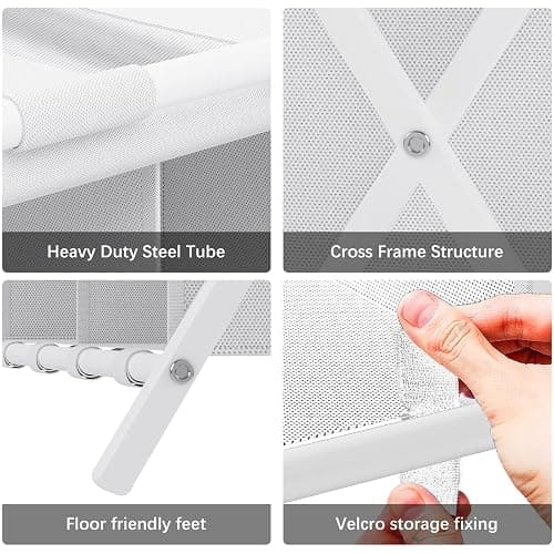 aboxoo Luggage Rack with storage, Guest Room Folding Suitcase Stands, Holds up to 120 lb, Space Saving Suitcase Holders for guest room, Bedroom Hotel, White thumbnail 8