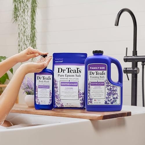 Dr Teal's Foaming Bath with Pure Epsom Salt, Soothe & Sleep with Lavender, 62.5 fl oz thumbnail 7
