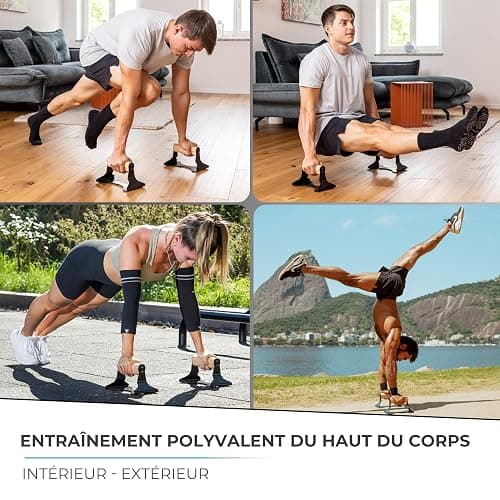PULLUP & DIP Poignées de pompes avec poignée ergonomique en bois & acier, pompe sport, push up, muscu, parallettes, poignées de pompe antidérapantes pour calisthenics, poignée musculation thumbnail 5