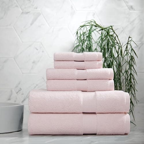 Aston & Arden Egyptian Hand Towels - Pack of 6 - Oversized Ultra Soft Thick & Absorbent, 100% Ringspun Egyptian Cotton Bathroom Towel for Spa, Hotel, 600 GSM, 16 x 30 in, Pink - Blush Pink - Hand thumbnail 2
