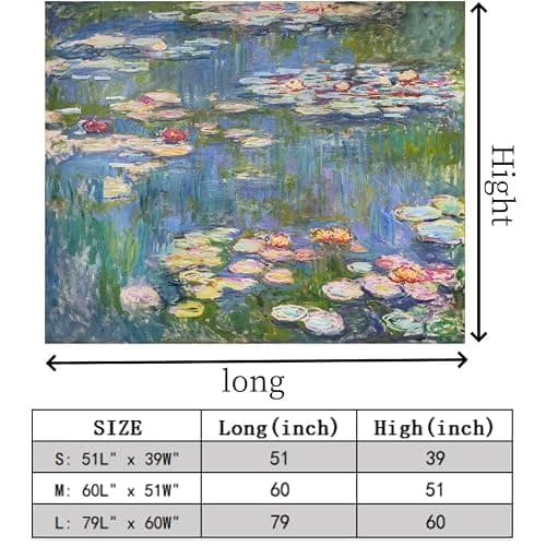 Avinyl Monet Waterlily Wall Tapestry, Green Floral Plant Art Poster for Bedroom Girls Boys, Small Nature Flower Pond Wall Hanging, Watercolor Tapestries for Living Room Dorm Decor 39in X 51in thumbnail 6
