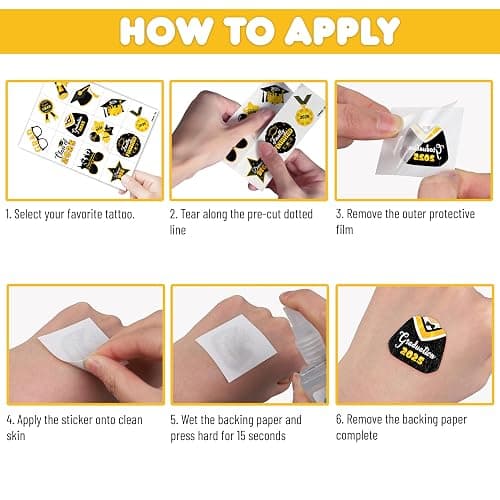 120 PCS Happy Graduation Grad Congrats Pre-Cut Temporary Tattoos for Kids | Super Cute Themed Birthday Party Favors, Supplies, Decorations, Fake Tattoo Stickers, School Rewards & Gifts Boys & Girls thumbnail 5