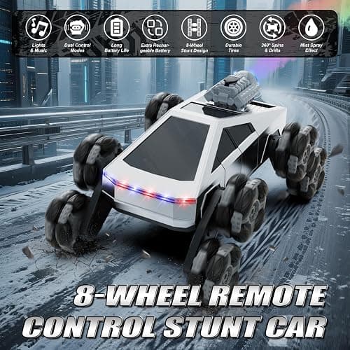 UFOLED 8 Wheel RC Stunt Car with Gesture Control, Spray & LED Lights, Gesture Sensing Remote Control Cars for Boys Age 6 7 8-12 13 14 Year Old, Christmas Birthday Gifts Ideas for Kids thumbnail 2